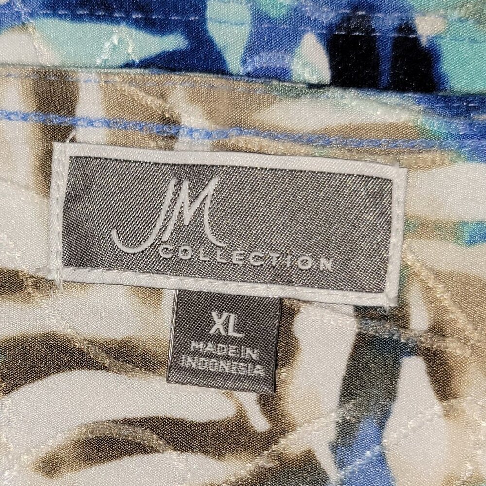 JM Collection BL Batik Leave pattern 3/4 length sleeve, round neck top NWT. - Picture 5 of 10